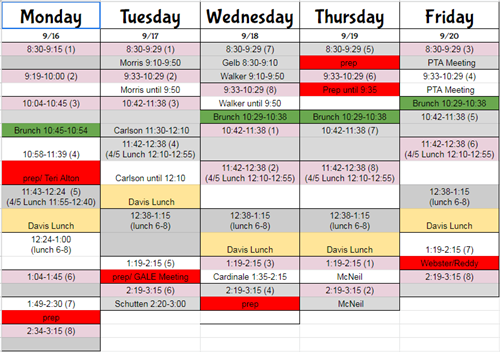 Teacher schedule